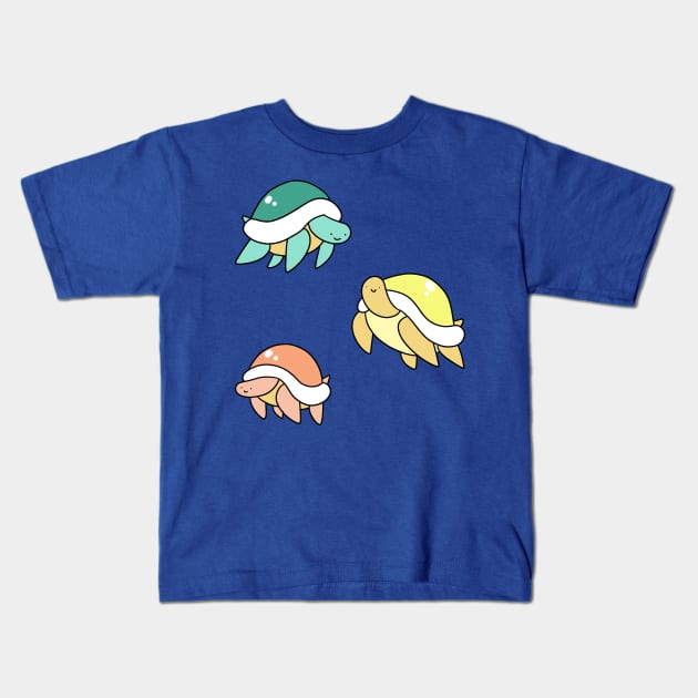 Three Little Turtles Kids T-Shirt by saradaboru